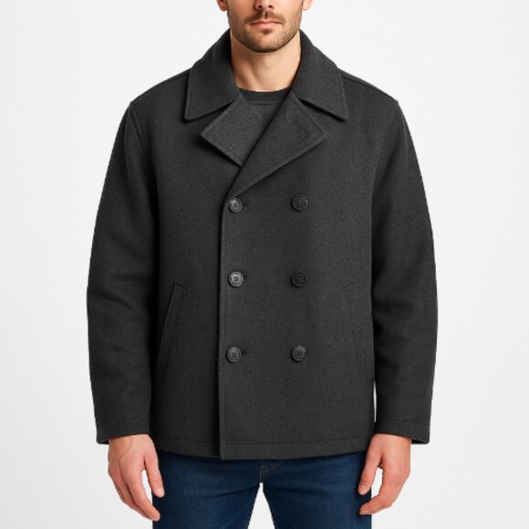 J.Crew Men’s Wool Blend Peacoat Jacket M Gray Double Breasted Classic Coat - Picture 1 of 9